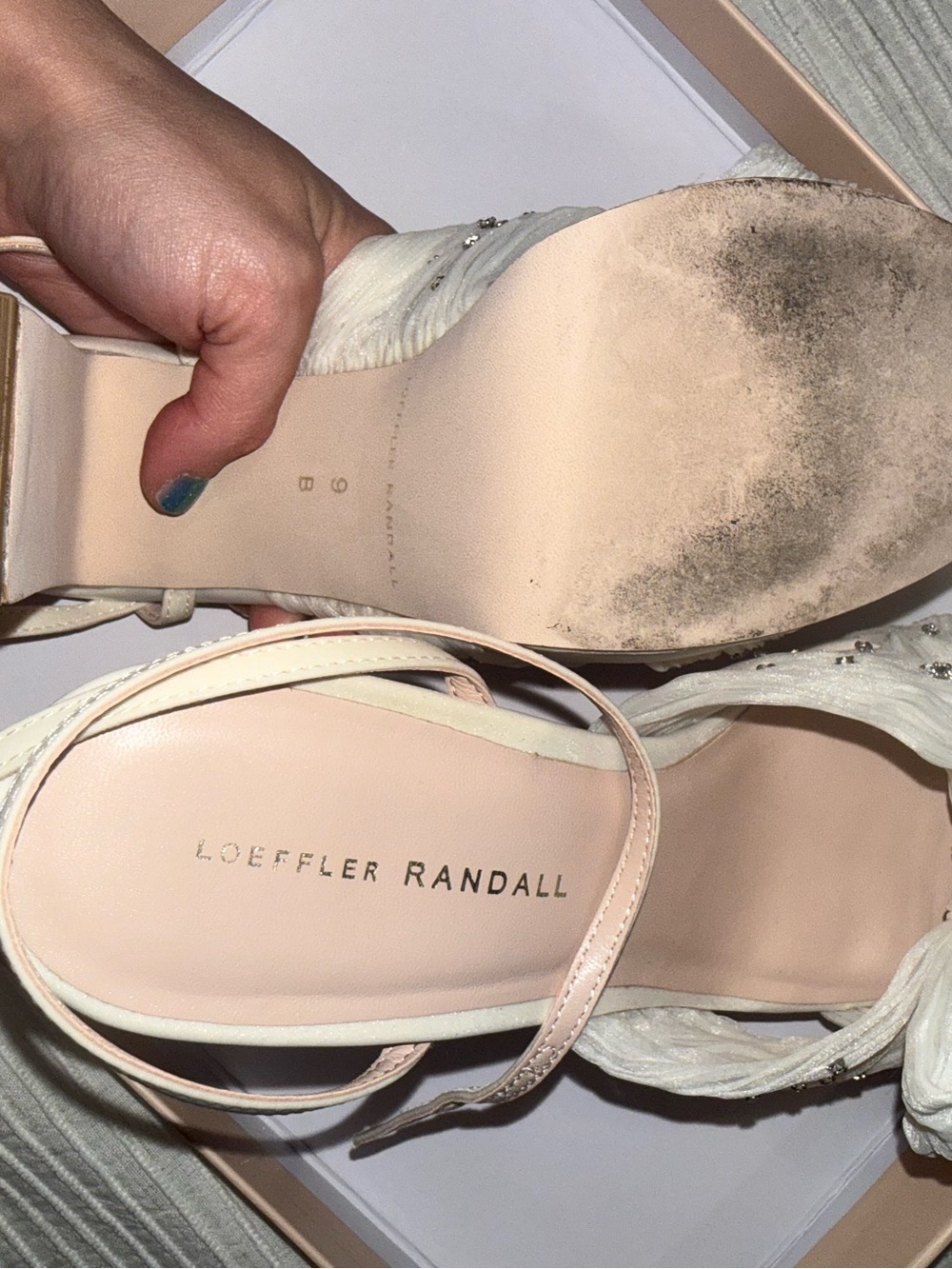 Loeffler Randall Natalia White Rhinestone Heel Size 9 - Picture 10 of 14
